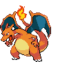 Animated pixel Charizard spreading its wings